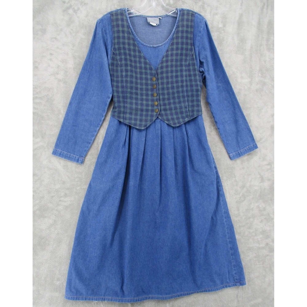 Vintage Carol Anderson Dress Womens Size S Petite Modest Cottage Prairie Plaid